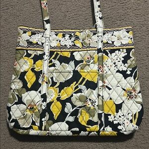 Vera Bradley Floral Quilted Tote Bag - Black, Yellow, White